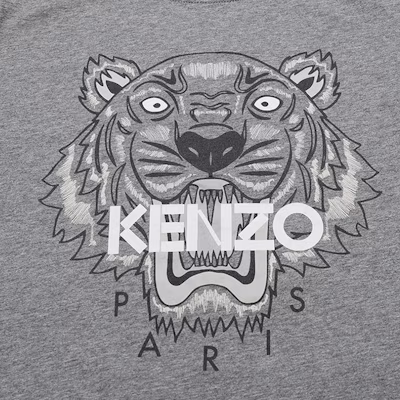 (W) KENZO Kaos Abu-Abu Katun dengan Desain Logo Harimau. FB62TS8464YB-95 Cheap (W) KENZO Kaos Abu-Abu Katun dengan Desain Logo Harimau. FB62TS8464YB-95