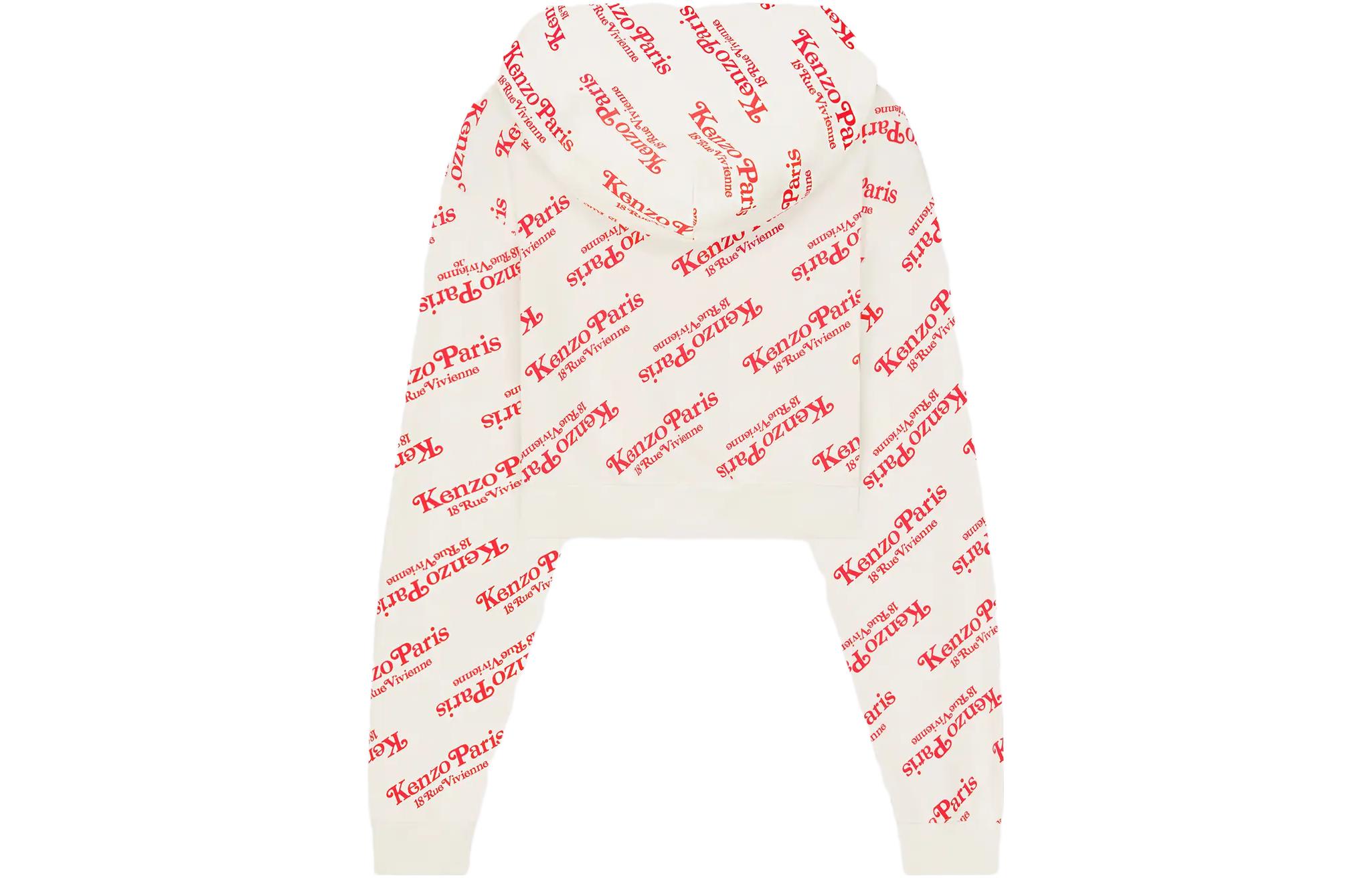 Lookbook (W) Kenzo灰白字母印花宽松长袖连帽短款卫衣 FE52SW1234MI-02