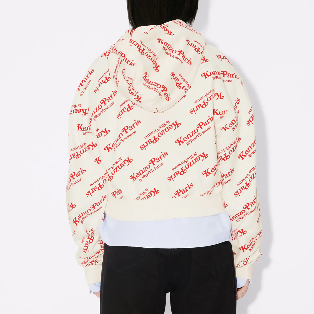 Details for (W) Kenzo灰白字母印花宽松长袖连帽短款卫衣 FE52SW1234MI-02