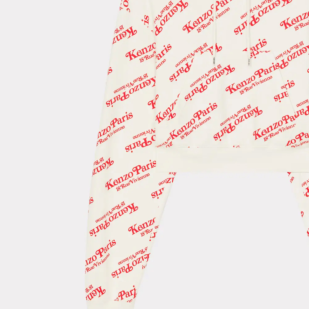 Cheap (W) Kenzo灰白字母印花宽松长袖连帽短款卫衣 FE52SW1234MI-02