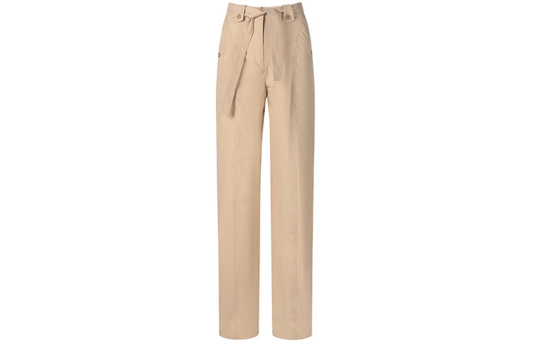 (Women) KENZO High-Waisted Casual Pants Light Beige Cotton. FB52PA0339SA-11