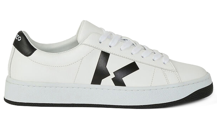 Order KENZO Kourt K Logo 皮革低筒時尚板鞋 女款 白黑色