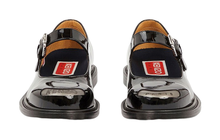 (W) Kenzo Leather Buckle Round-Toe Loafers 'Black' 圖 3