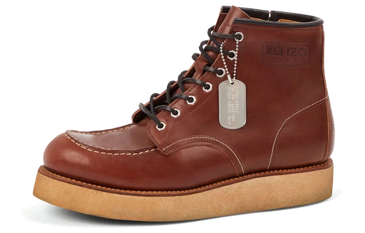 (Women) Kenzo Leather Lace-Up Short Boots 'Black Camel' FC62BT701L65.14