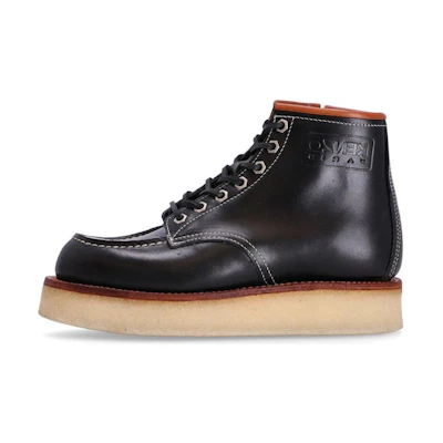 (W) Kenzo Leather Lace-Up Round Toe Ankle Boot 'Black'