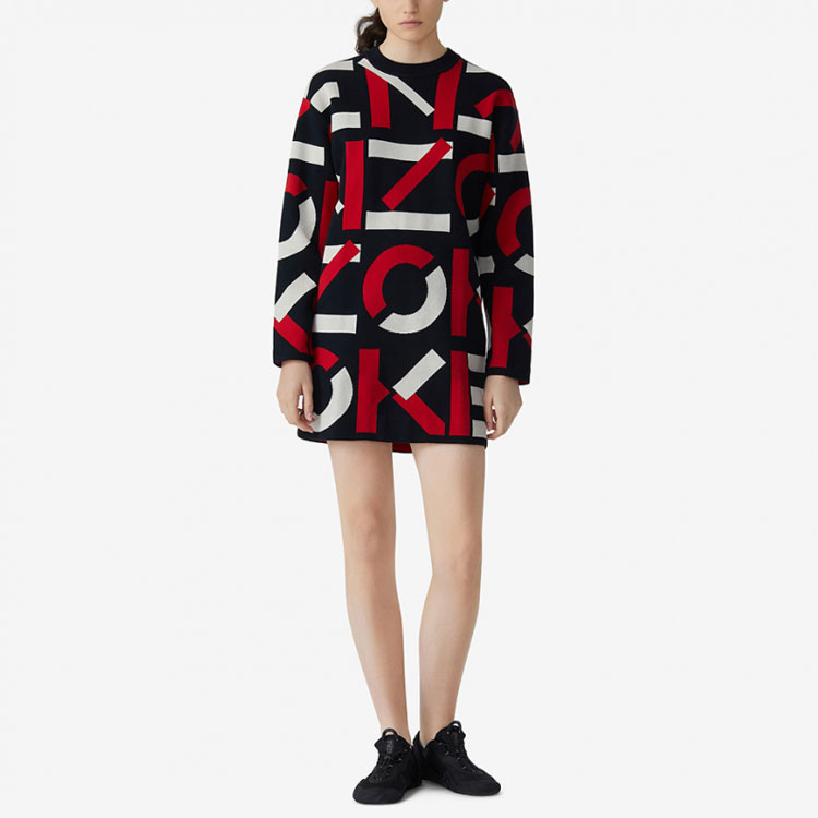 Lookbook (W) KENZO 字母标志 FW21 中腰长袖连衣裙 红色 FA62RO5313SC-21