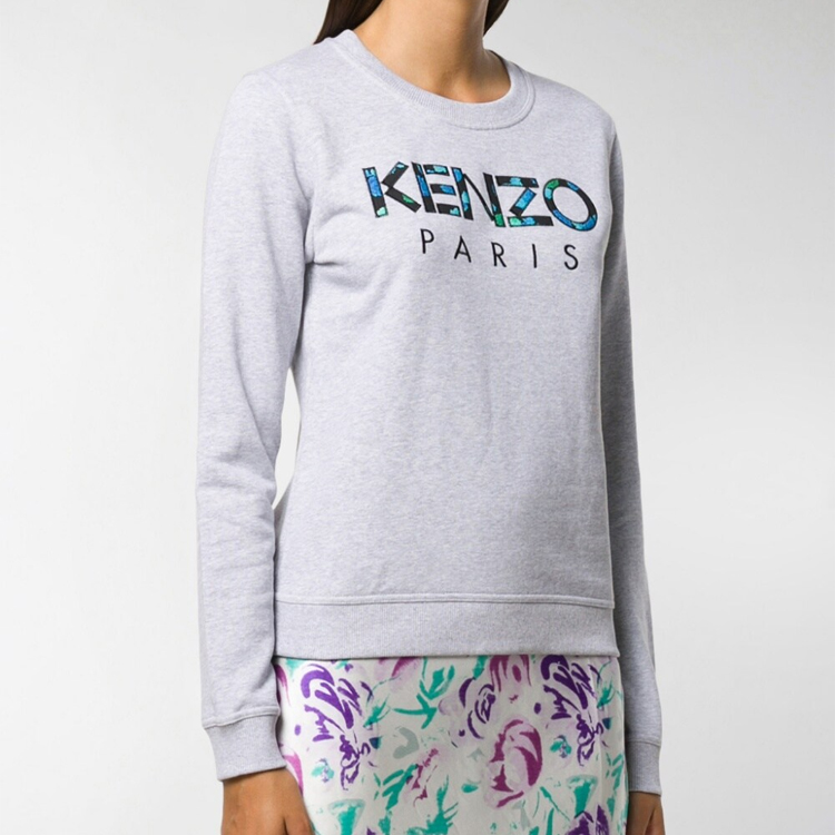 Shop (W) KENZO Sudadera Gris Claro con Estampado de Logo F96-2SW707-962-93