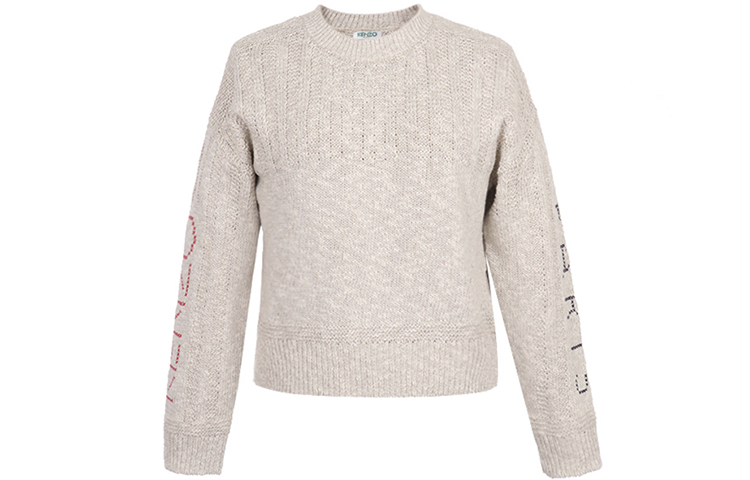 Order (W) KENZO Logo Lengan Sweater Rajut Beige FA52PU523813-02