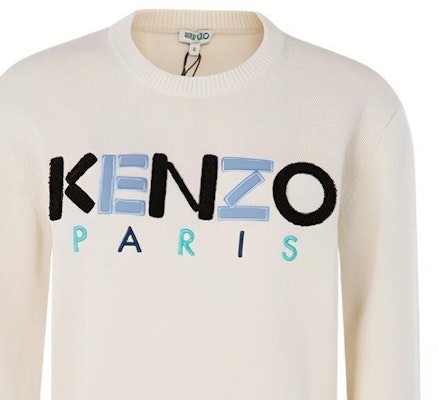 (W) KENZO Baju Rajut Wanita Cetak Huruf Pelbagai Warna Crewneck Off-White FA52PU507808-03-1 Cheap (W) KENZO Baju Rajut Wanita Cetak Huruf Pelbagai Warna Crewneck Off-White FA52PU507808-03-1