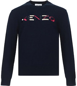 (W) ケンゾー ネイビーブルー 刺繍ロゴ ウール クルーネック ニットセーター FA62PU5413LA-76 Buy (W) ケンゾー ネイビーブルー 刺繍ロゴ ウール クルーネック ニットセーター FA62PU5413LA-76