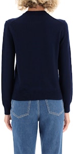 (W) ケンゾー ネイビーブルー 刺繍ロゴ ウール クルーネック ニットセーター FA62PU5413LA-76 Purchase (W) ケンゾー ネイビーブルー 刺繍ロゴ ウール クルーネック ニットセーター FA62PU5413LA-76