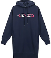 (Women) Kenzo Navy Blue Logo Embroidered Fleece Hoodie Dress FA62RO7724MO-76 (Women) Kenzo Navy Blue Logo Embroidered Fleece Hoodie Dress FA62RO7724MO-76