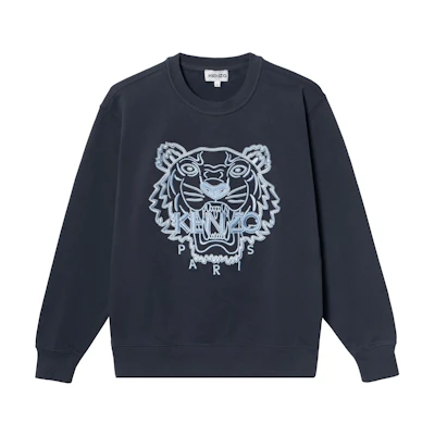 (Women) Kenzo Navy Blue Sweatshirt with Tiger Head Logo Embroidery FB62SW8214XF-79