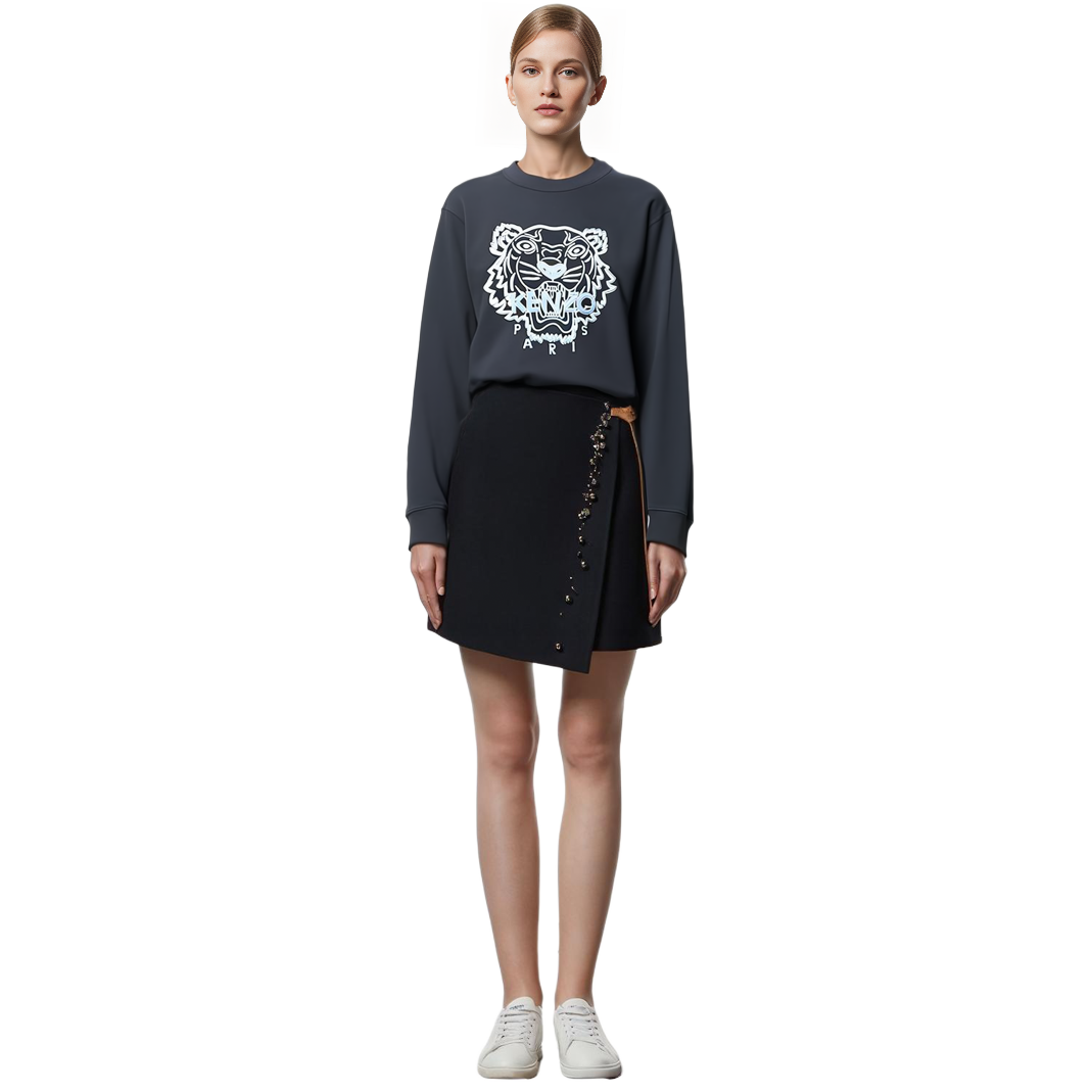 (Women) Kenzo Navy Blue Sweatshirt with Tiger Head Logo Embroidery FB62SW8214XF-79 圖 6