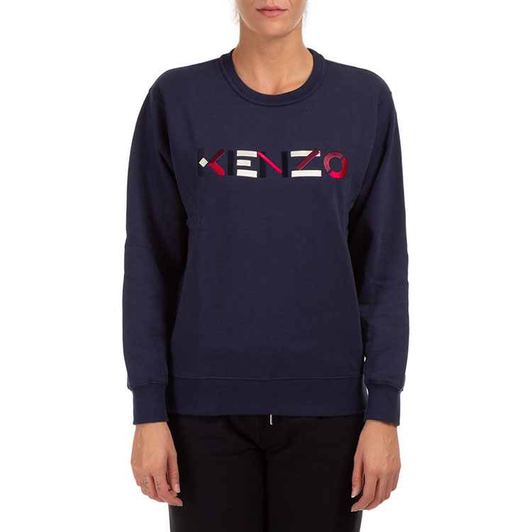 Shop (Women) KENZO Navy Logo Crewneck Long Sleeve Sweatshirt FA62SW8204MO-76