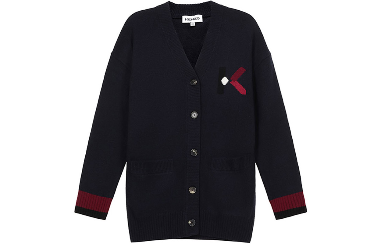(Women) KENZO Navy Wool Cardigan with Logo FA62CA5353LD-76