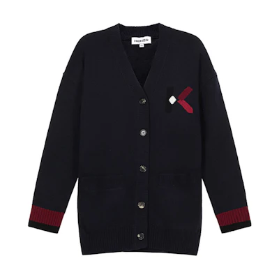 (Women) KENZO Navy Wool Cardigan with Logo FA62CA5353LD-76