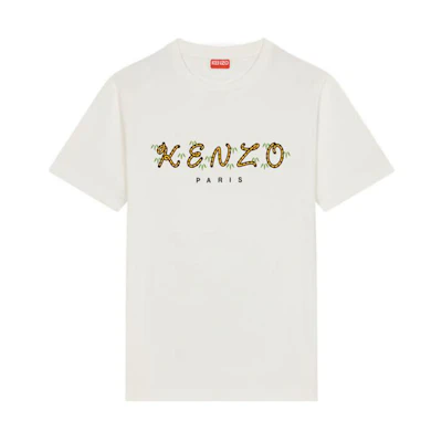 (Women) KENZO Nigo Drop2 Tiger Tail Letter Print Regular T-Shirt Women White FC52TS007CSL-02-L