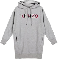 (Women) KENZO Pearl Grey Logo Embroidered Fleece Hoodie Dress FA62RO7724MO-94 (Women) KENZO Pearl Grey Logo Embroidered Fleece Hoodie Dress FA62RO7724MO-94