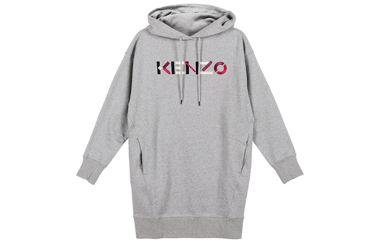 Order (W) KENZO 珍珠灰色标志刺绣连帽卫衣裙 FA62RO7724MO-94