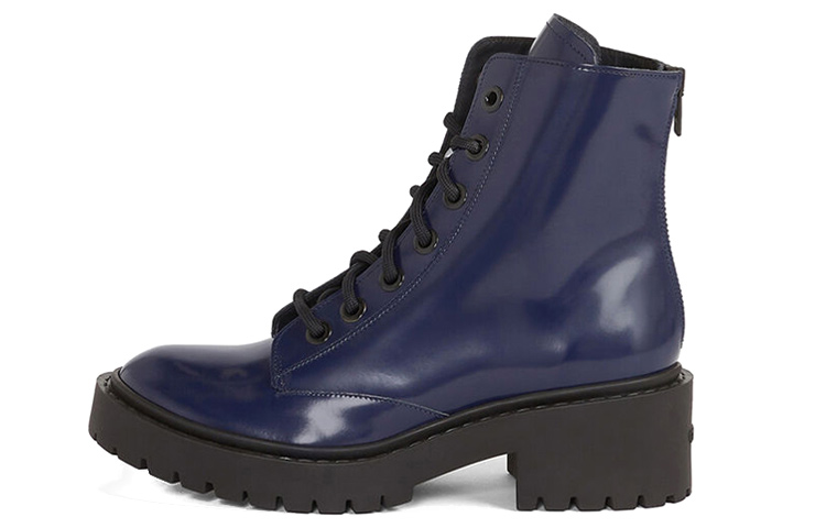 (W) Kenzo Pike Leather Ankle Boots 'Blue'