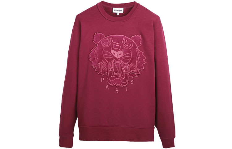 (Women) KENZO Pink Crewneck Sweatshirt with Tiger Head Embroidery. FA62SW8244XJ-25