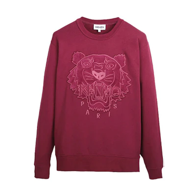 (Women) KENZO Pink Crewneck Sweatshirt with Tiger Head Embroidery. FA62SW8244XJ-25