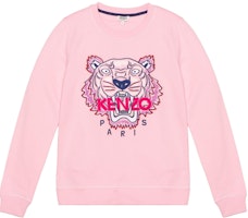 (Women) KENZO Pink Sweatshirt with Embroidered Tiger Head Logo F952SW7054XA-33 (Women) KENZO Pink Sweatshirt with Embroidered Tiger Head Logo F952SW7054XA-33