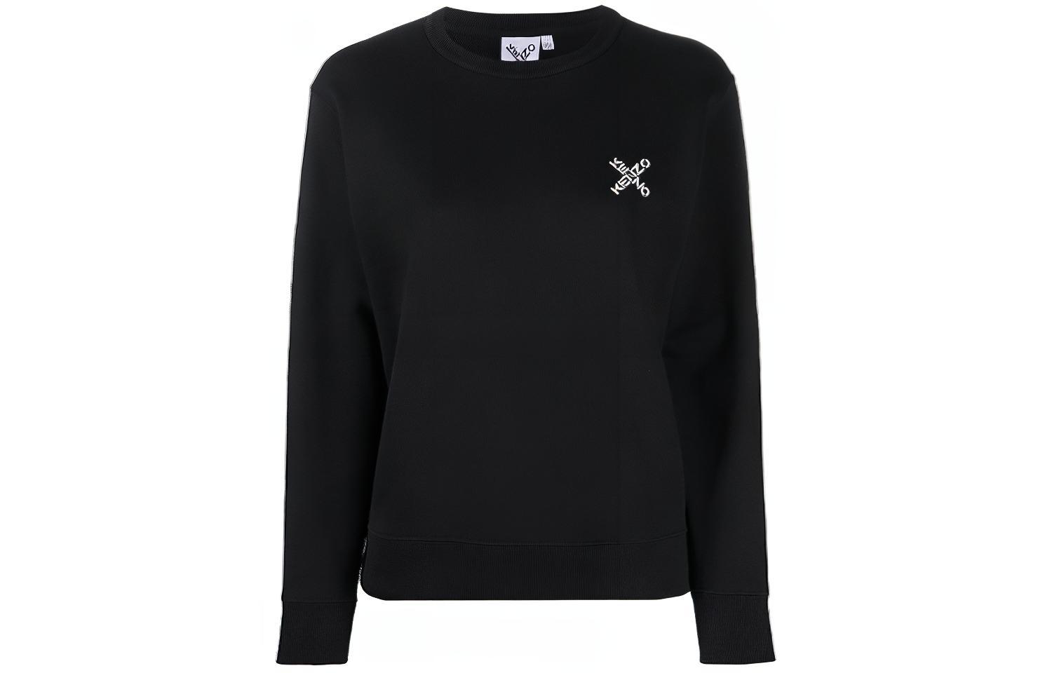 (Women) KENZO Pullover Sweatshirt Black with Front Logo Print. FA62SW8204MS-99