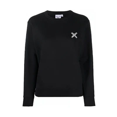 (Women) KENZO Pullover Sweatshirt Black with Front Logo Print. FA62SW8204MS-99
