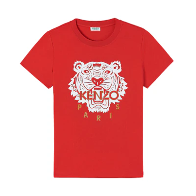 (Women) KENZO Red Cotton T-Shirt with Tiger Logo Print FA5-2TS7214W5-21