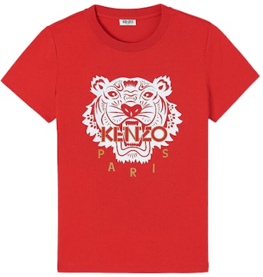 (W) KENZO Camiseta Roja de Algodón con Estampado de Logo de Tigre FA5-2TS7214W5-21 Order (W) KENZO Camiseta Roja de Algodón con Estampado de Logo de Tigre FA5-2TS7214W5-21