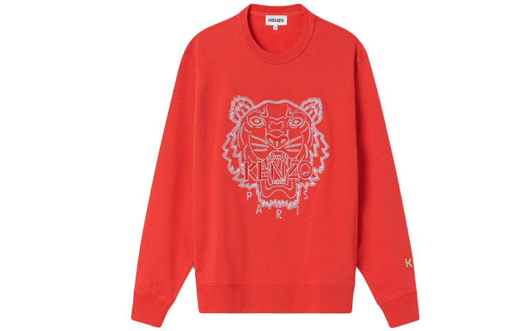 Order (Women) KENZO Red Crewneck Pullover Sweatshirt with Tiger Logo FB52SW8244MN-21