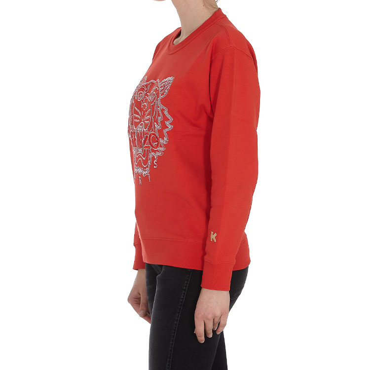 Sizing (Women) KENZO Red Crewneck Pullover Sweatshirt with Tiger Logo FB52SW8244MN-21