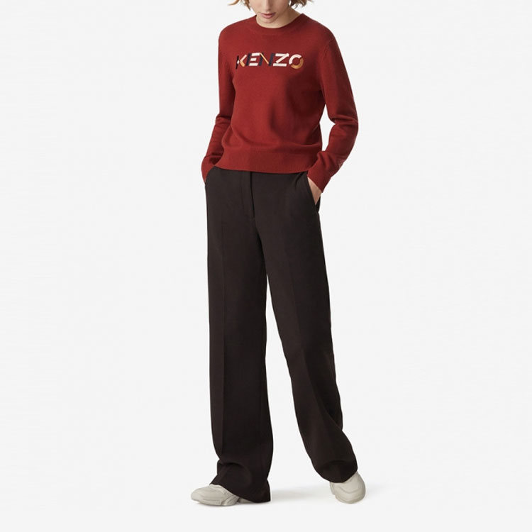 Shop (W) KENZO レッド 刺繍ロゴ ウールセーター FA62PU5413LA-35