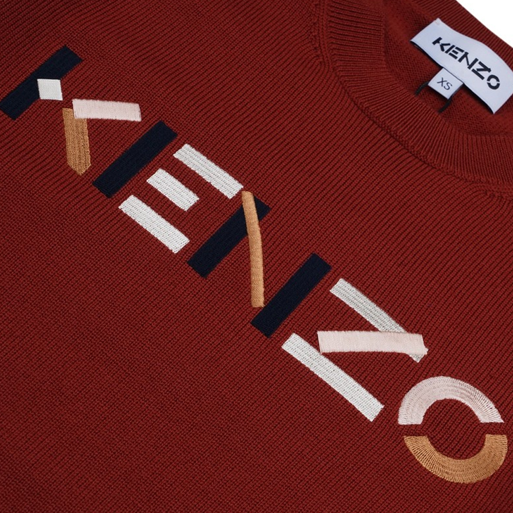 Cheap (W) KENZO レッド 刺繍ロゴ ウールセーター FA62PU5413LA-35