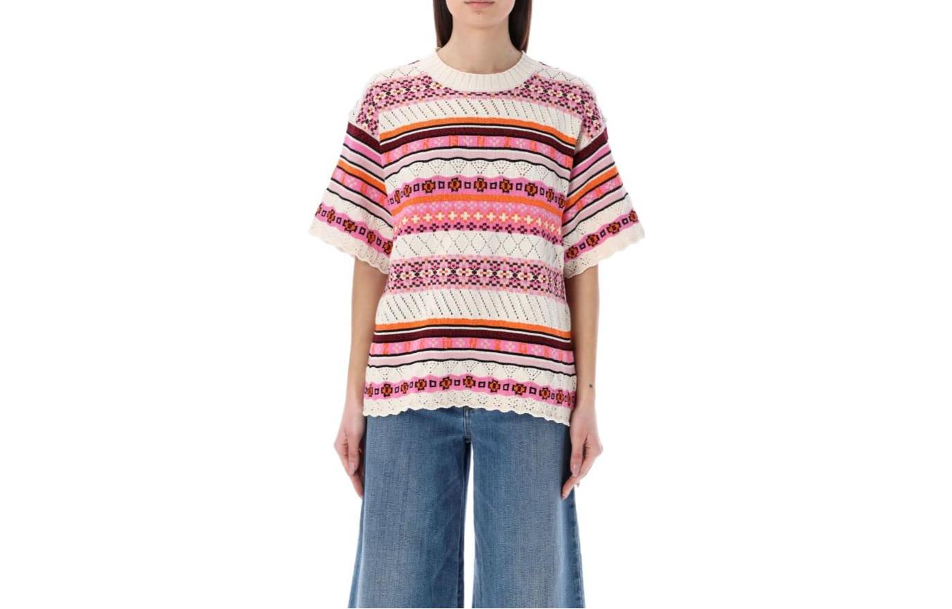 (Women) KENZO S23  Striped Knit Short Sleeve Crewneck T-Shirt Multicolor FD52PU3593CJ-30 圖 2