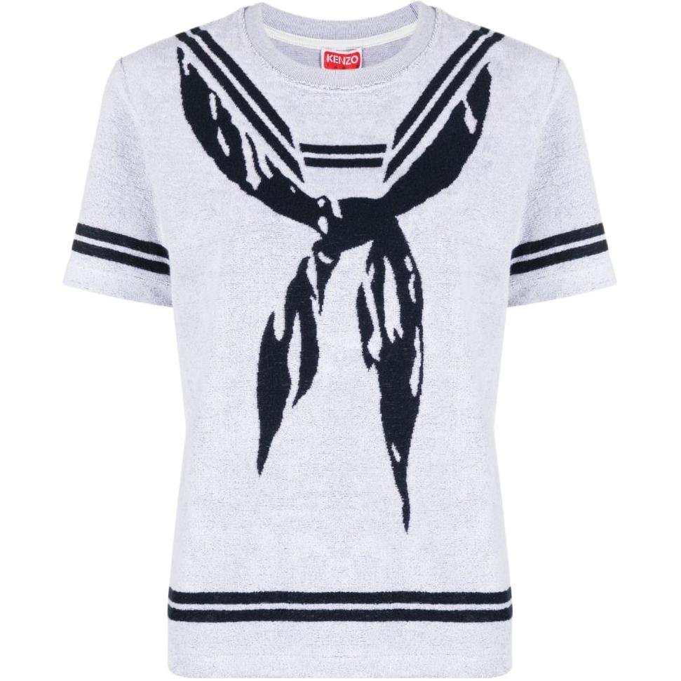 (Women) KENZO Sailor Collar Graphic Crewneck T-Shirt Grey (). FD52TS0384JE-02