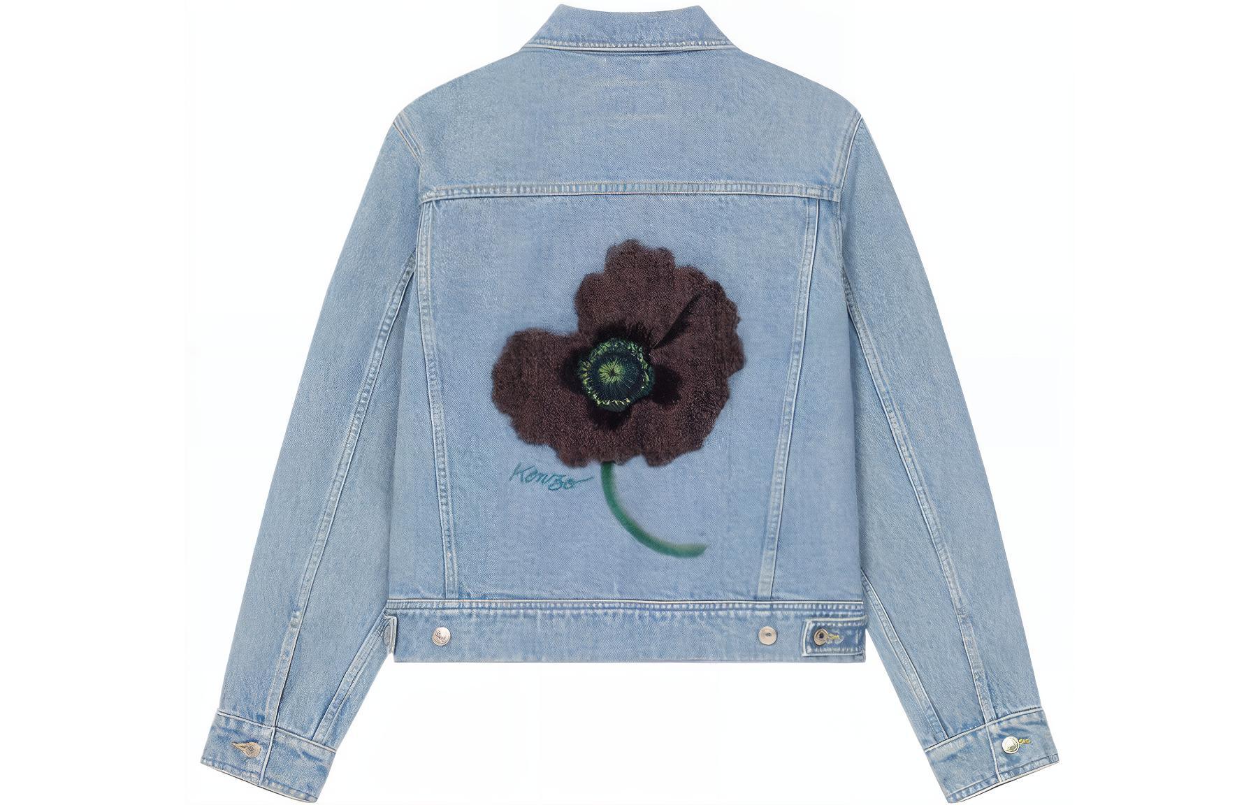 Buy (Women) KENZO September Capsule Poppy Denim Jacket for Women - Blue Floral Print FC62DV2359GI-64