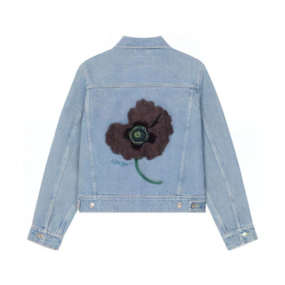 (Women) KENZO September Capsule Poppy Denim Jacket for Women - Blue Floral Print FC62DV2359GI-64