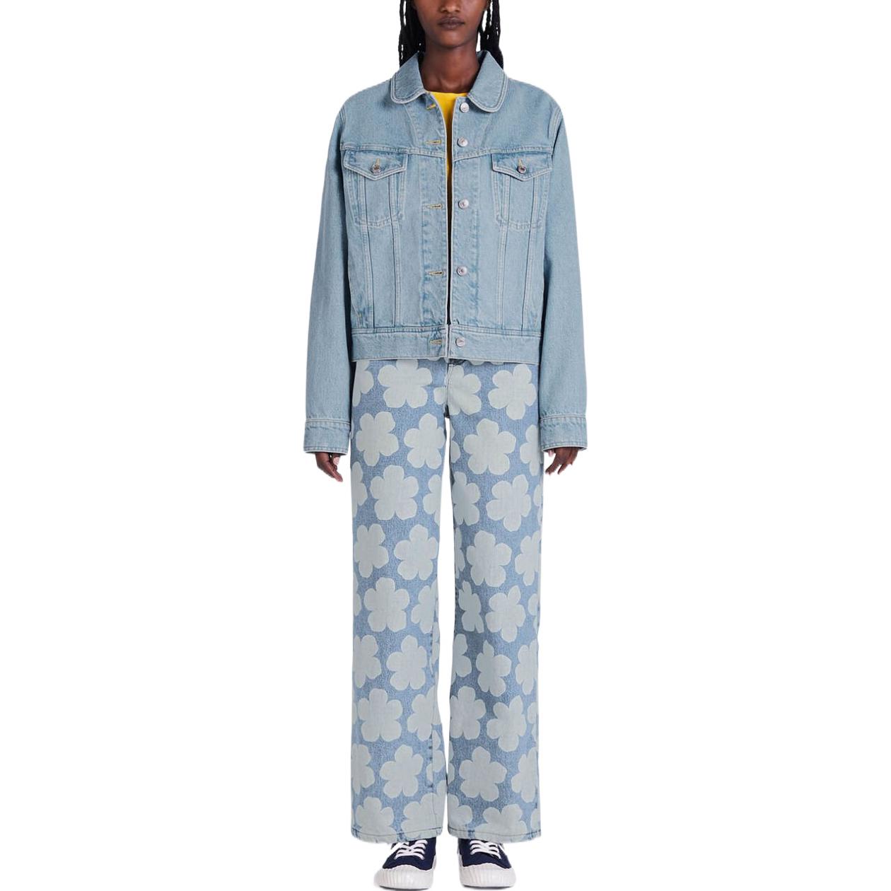 Shop (Women) KENZO September Capsule Poppy Denim Jacket for Women - Blue Floral Print FC62DV2359GI-64