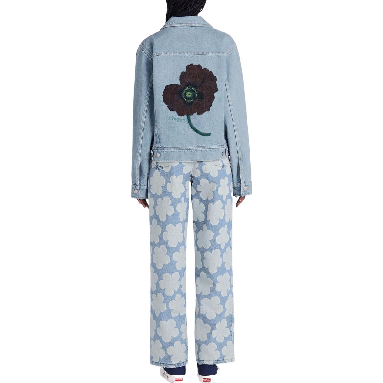 Purchase (Women) KENZO September Capsule Poppy Denim Jacket for Women - Blue Floral Print FC62DV2359GI-64