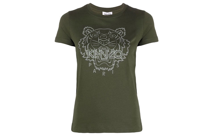 (Women) KENZO SS21  Green Tiger Print Crew Neck Short Sleeve T-Shirt FB62TS8404YG-51