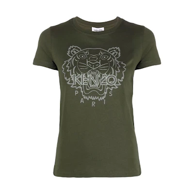 (Women) KENZO SS21 Green Tiger Print Crew Neck Short Sleeve T-Shirt FB62TS8404YG-51