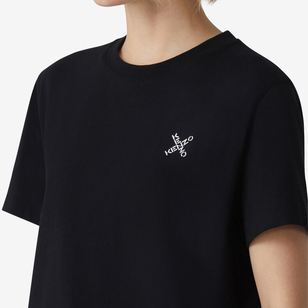 Sizing (W) KENZO 春夏21 黑色字母印花短袖连衣裙 FA62RO7684SJ-99