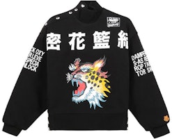 (Women) KENZO SS21 Black Cotton Sweatshirt with Leopard Print Design. FB52SW6244MH-99 (Women) KENZO SS21 Black Cotton Sweatshirt with Leopard Print Design. FB52SW6244MH-99