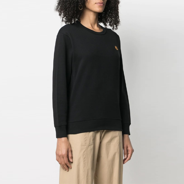 Shop (Women) Kenzo SS21 Black Crewneck Sweatshirt with Embroidered Tiger Logo FB52SW8204ML-99