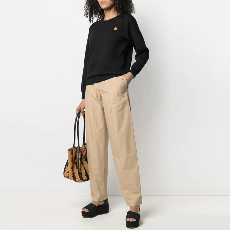 Details for (Women) Kenzo SS21 Black Crewneck Sweatshirt with Embroidered Tiger Logo FB52SW8204ML-99