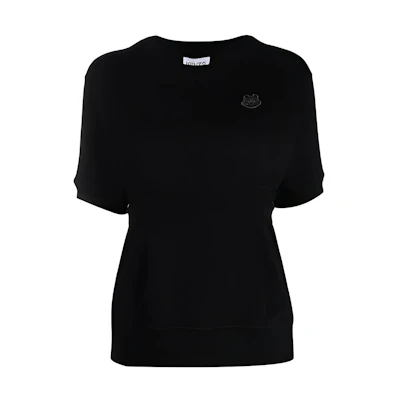 (Women) KENZO SS21 Black Crewneck T-Shirt with Tiger Patch FB52SW6154ML-99
