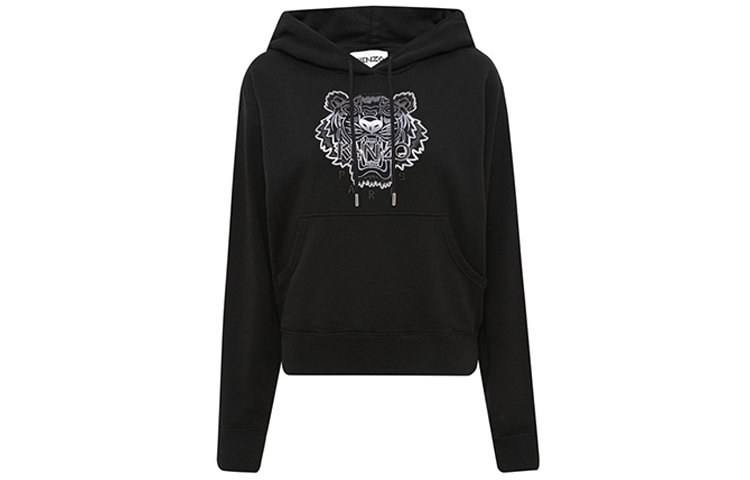 Order (W) KENZO SS21 黑色虎頭刺繡長袖連帽衫。 FB52SW7824XG-99